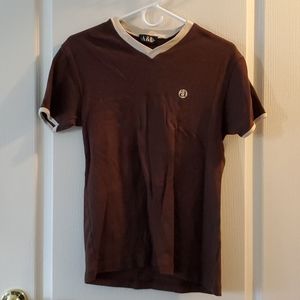 Aero Drome Jeans V Neck Brown Mens T-Shirt